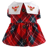 KUTKUT Red Plaid Sailor Collar Button Decor Dress for Small Dogs | Cute Skirt Dress for Puppy, Cats & Dogs for Pomeranian, Paillons, Yoriki, Maltese etc (Red)-Clothing-kutkutstyle